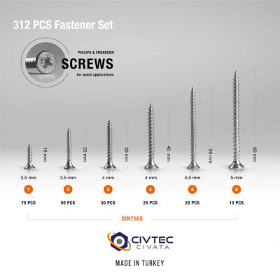 Civtec 312 Parça 12 Çeşit Vida ve Dübel Seti - Takım Çantası TK100 - 3