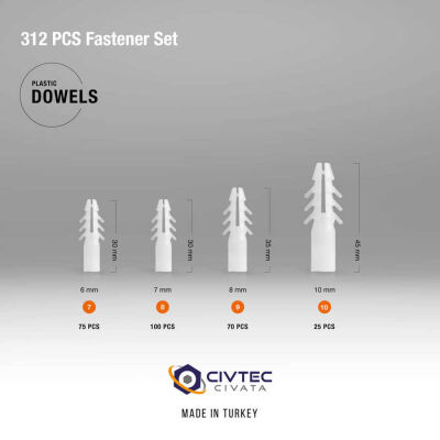 Civtec 312 Parça 12 Çeşit Vida ve Dübel Seti - Takım Çantası TK100 - 4