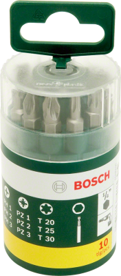 Bosch 10 Parça Vidalama Ucu Seti (PH+PZ+T)-2607019452 - 2