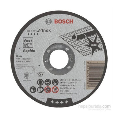 Bosch 115*1,0 mm Expert Serisi Düz Inox (Paslanmaz Çelik) Kesme Diski (Taş) - Rapido - 1