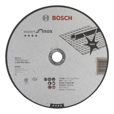 Bosch 230*2,0 mm Expert Serisi Düz Inox (Paslanmaz Çelik) Kesme Diski (Taş) - 1