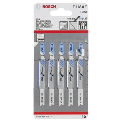 Bosch Kırılmaya Karşı Dayanıklı Seri Metal İçin T 118 AF Dekupaj Testeresi Bıçağı - 5Li Paket - 2