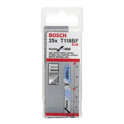 Bosch Kırılmaya Karşı Dayanıklı Seri Metal İçin T 118 BF Dekupaj Testeresi Bıçağı - 25Li Paket - 2