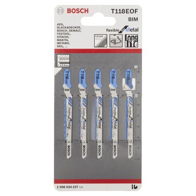 Bosch Kırılmaya Karşı Dayanıklı Seri Metal İçin T 118 EOF Dekupaj Testeresi Bıçağı - 5Li Paket - 2