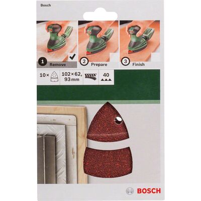 Bosch Multi Zımpara Kağıdı 10'lu, 102 x 62/93 mm 40 Kum 11 Delik - 2