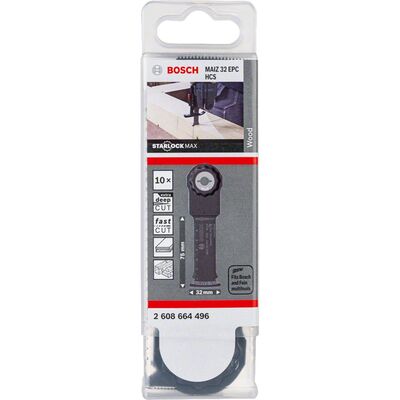 Bosch Starlock Max - MAIZ 32 EPC - HCS Ahşap İçin Daldırmalı Testere Bıçağı 10lu - 2