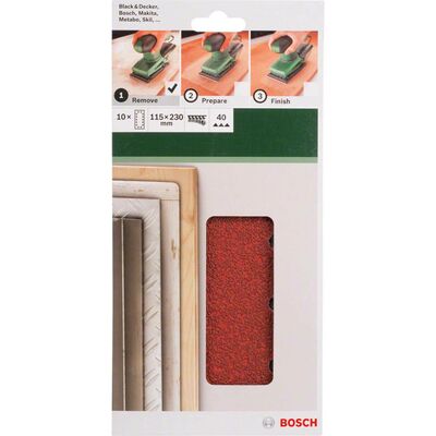 Bosch Titreşimli Zımpara Kağıdı 10'lu, 115 x 230 mm 40 Kum 14 Delik - 2