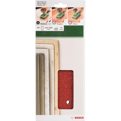 Bosch Titreşimli Zımpara Kağıdı 10'lu, 115 x 280 mm 40 Kum 14 Delik - 2