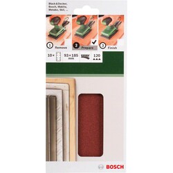 Bosch Titreşimli Zımpara Kağıdı 10'lu, 93 x 185 mm 120 Kum 8 Delik - 2