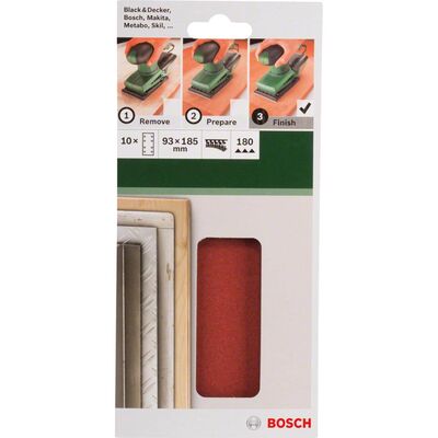 Bosch Titreşimli Zımpara Kağıdı 10'lu, 93 x 185 mm 180 Kum 8 Delik - 2