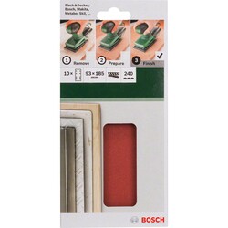 Bosch Titreşimli Zımpara Kağıdı 10'lu, 93 x 185 mm 240 Kum 8 Delik - 2