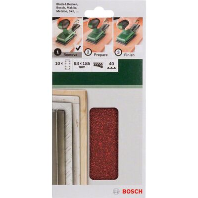 Bosch Titreşimli Zımpara Kağıdı 10'lu, 93 x 185 mm 40 Kum 8 Delik - 2