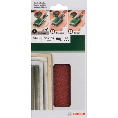 Bosch Titreşimli Zımpara Kağıdı 10'lu, 93 x 185 mm 60 Kum 8 Delik - 2