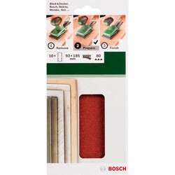 Bosch Titreşimli Zımpara Kağıdı 10'lu, 93 x 185 mm 80 Kum 8 Delik - 2