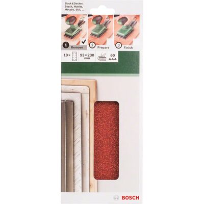 Bosch Titreşimli Zımpara Kağıdı 10'lu, 93 x 230 mm 60 Kum 8 Delik - 2