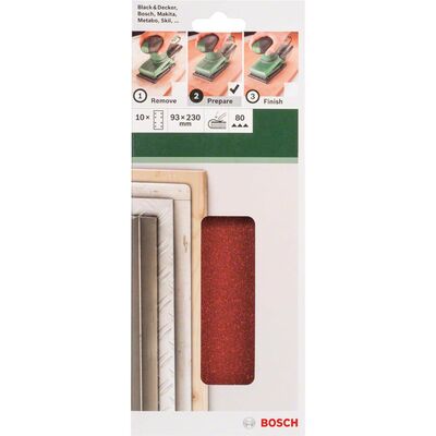 Bosch Titreşimli Zımpara Kağıdı 10'lu, 93 x 230 mm 80 Kum 8 Delik - 2