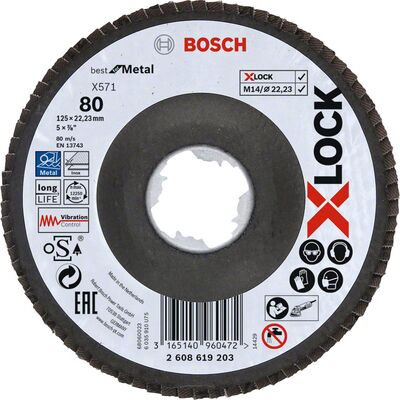 Bosch X-LOCK - 125 mm 80 Kum Best Serisi Metal Flap Disk - 1