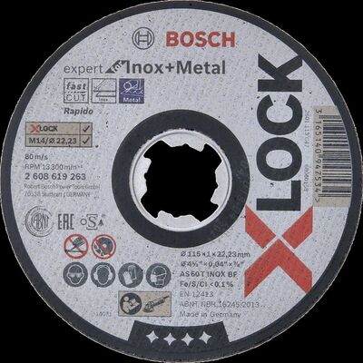 Bosch X-LOCK - 125*1,0 mm Expert Serisi Düz Inox (Paslanmaz Çelik) Kesme Diski (Taş) - Rapido - 1