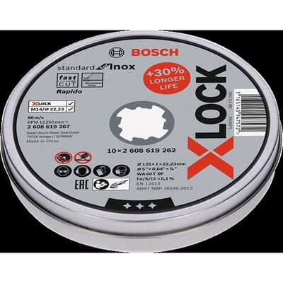 Bosch X-LOCK - 125*1,0 mm Standard Seri Düz Inox (Paslanmaz Çelik) Kesme Diski (Taş) - Rapido - 1