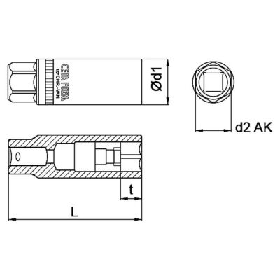 Ceta Form 1/2” 6 Köşe Mıknatıslı Buji Lokması 16 mm-CETA C27-R16M - 1