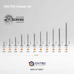 Cetin 1002 Pieces 17 Types of Screws and Dowels Set-Tool Bag TK-27 - 3