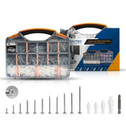 Cetin 1002 Teil 17 Stück Schrauben und Kunststoff Dübel Set-Tool Bag TK-27 - 1