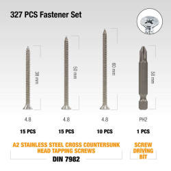 Civtec 327 Parça 13 Çeşit Paslanmaz Saç Vidası Seti Takımı TK-23 - 5