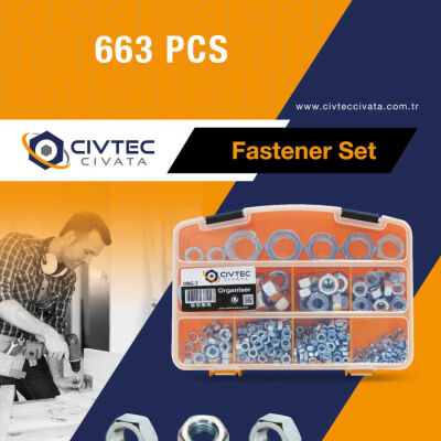 Cetin 663 Piece 12 Types Din 934 Nut Set - Tool Bag TK-11 - 2