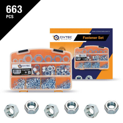 Cetin 663 Teil 12 Stück DIN934 Mutternset - Werkzeugtasche TK-11 - 8