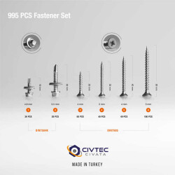 Cetin 995 Full Part 24 type Screw, Anchor, Nuts And Washer Set - Tool Bag-110 - 3