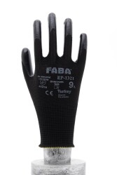 FABA EP-1321 Siyah Nitril Polyester Eldiven-L - 1