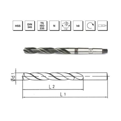 Makina Takım HSS DIN 345 Mors Konik Saplı Maktap Ucu 22mm-MTE B00004002200 - 1