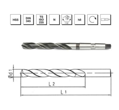 Makina Takım HSS DIN 345 Mors Konik Saplı Matkap Ucu 14.5 mm-MTE B00007401450 - 1