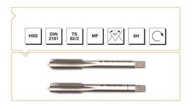 Makina Takım HSS DIN2181 2'li El Kılavuzu M 14 X1 (6H)-MTE B00102031405 - 1