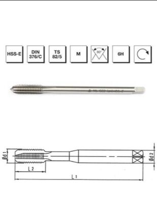 Makina Takım HSSE DIN 374/C 35 Helis Makina Kılavuzu M22X2-MTE B00105790658 - 1