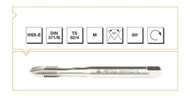 Makina Takım HSS-E DIN371/B Eğik Ağız Makina Kılavuzu M2.5-MTE B00105710250 - 1