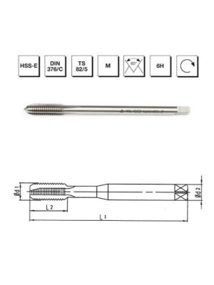 Makina Takım M4 Hss-E Din376/C Düz Kanallı Makina Kılavuzu-MTE B00105780400 - 1